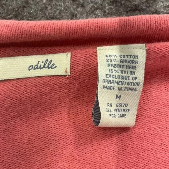 ✨Odille Peach Pink Angora Ruffle Sweater Soft Flirty Cozy Knit Top Fairycore - Picture 3 of 6